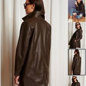 NA-KD brown leather jacket.